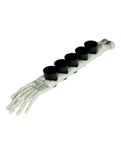 Porte shooters squelette pour adulte blanc avec 5 gobelets noirs