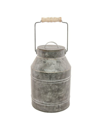 Vrč za mleko iz cinka s pokrovom 22 cm starinski podeželski dekor