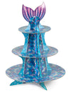 Présentoir à cupcake sirène pour fête violet et bleu avec motifs d'écailles et queue de sirène