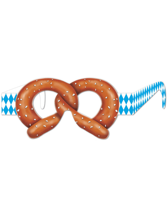 Lunettes humoristiques Bretzel pour adulte marron et bleu à carreaux