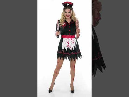 Déguisement infirmière noire zombie femme