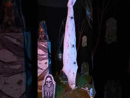 Décoration animée suspendue cocon d'araignée avec corps emprisonné 165 cm