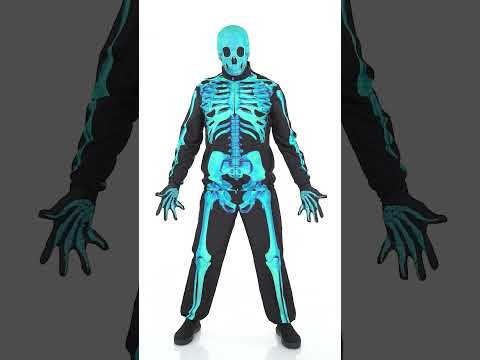 Déguisement squelette bleu fluo adulte