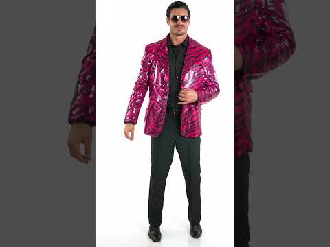 Veste de costume à sequins zébrée rose adulte