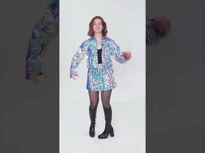 Luksuzni holografski fasetirani kostum za ženske