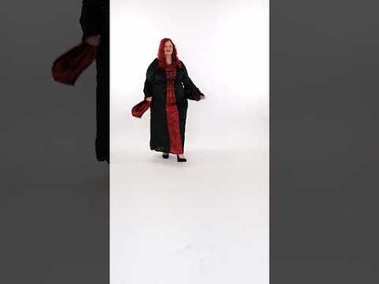 Velik kostum gotske velikosti z rdečo in črno žensko kapuco