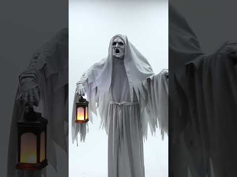 Décoration animée Fantôme Flottant avec Lanterne Sonore et Lumineuse 2,15m