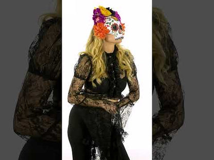 Maska za dan mrtvih s cvetjem in metulji (za odrasle)