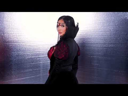 Seksi rdeči in črni vampirski kostum za ženske