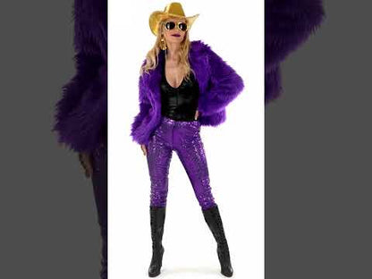 Vijoličen plašč iz umetnega krzna za odrasle