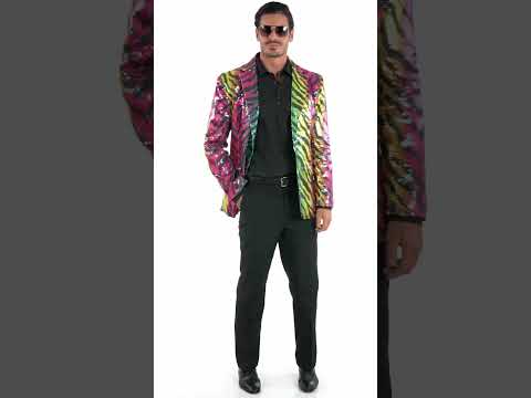 Veste de costume à sequins tigrée arc en ciel adulte