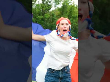 Modra, bela, rdeča pletenica