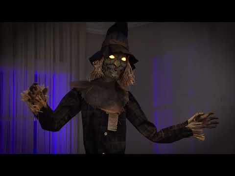 Décoration animée Epouvantail Terrifiant avec Bras Articulés Son et Lumières 2,05m