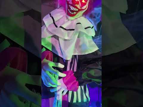 Décoration Animée Clown Rose et Noir Sonore et Lumineuse 170 cm