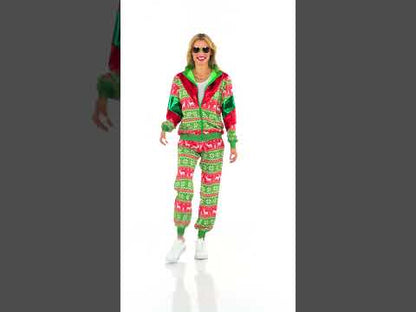 Zeleno-rdeča božična trenirka za odrasle