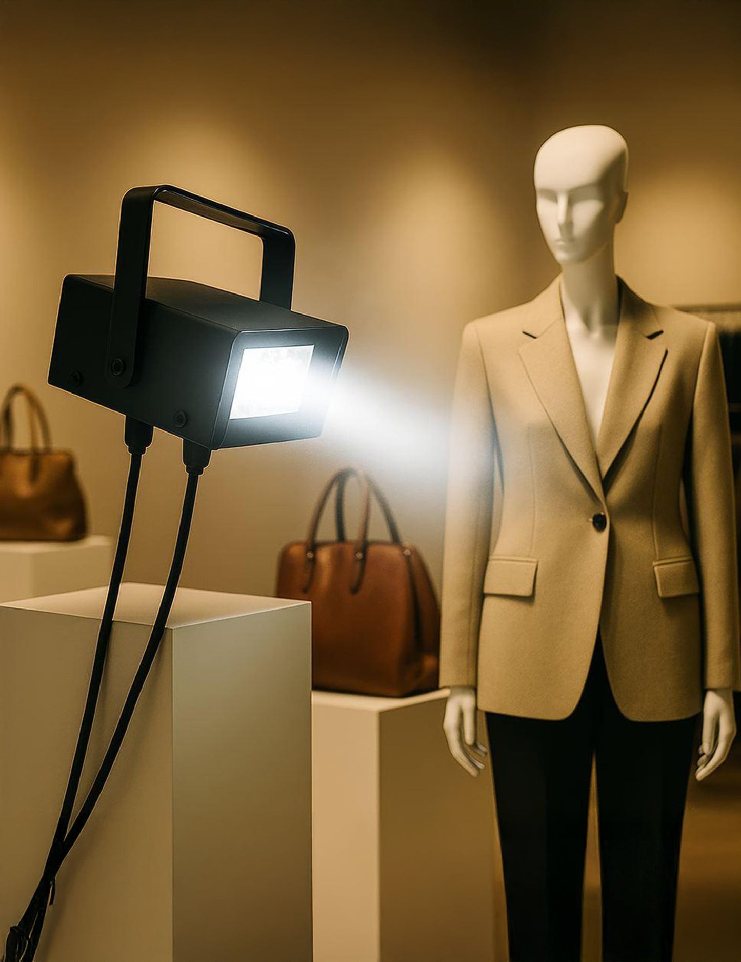 Mise en situation d'éclairage sur mannequin du Projecteur lumière Flash stroboscopique pour fête