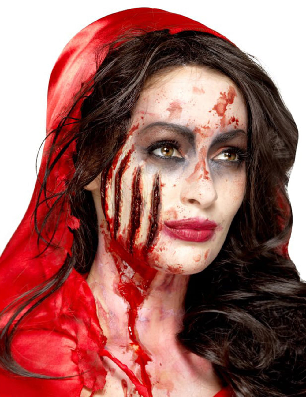 Prothèse latex entailles Halloween pour adulte rouge sang
