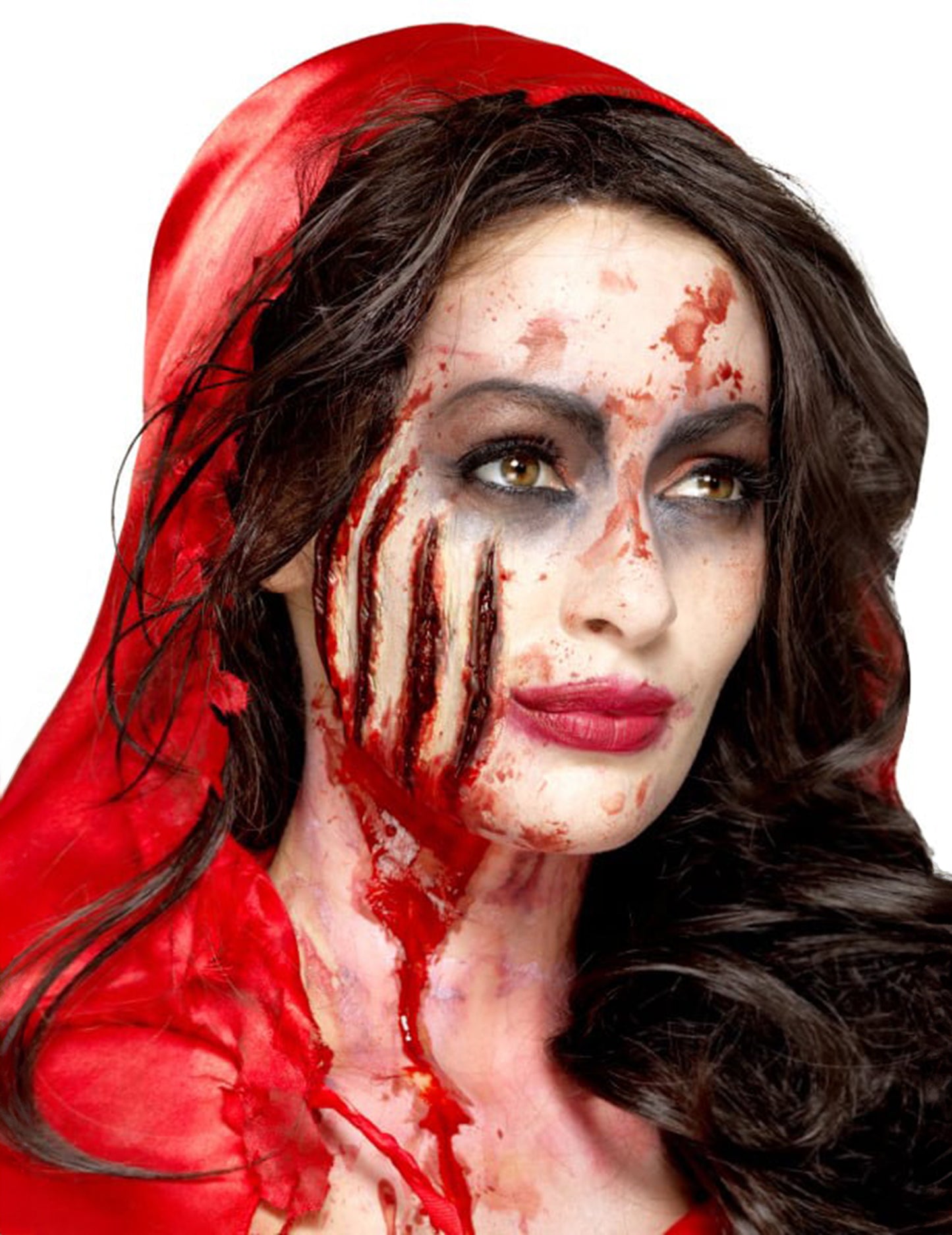 Krvavo rdeča halloweenska lateksna proteza z rezi za odrasle