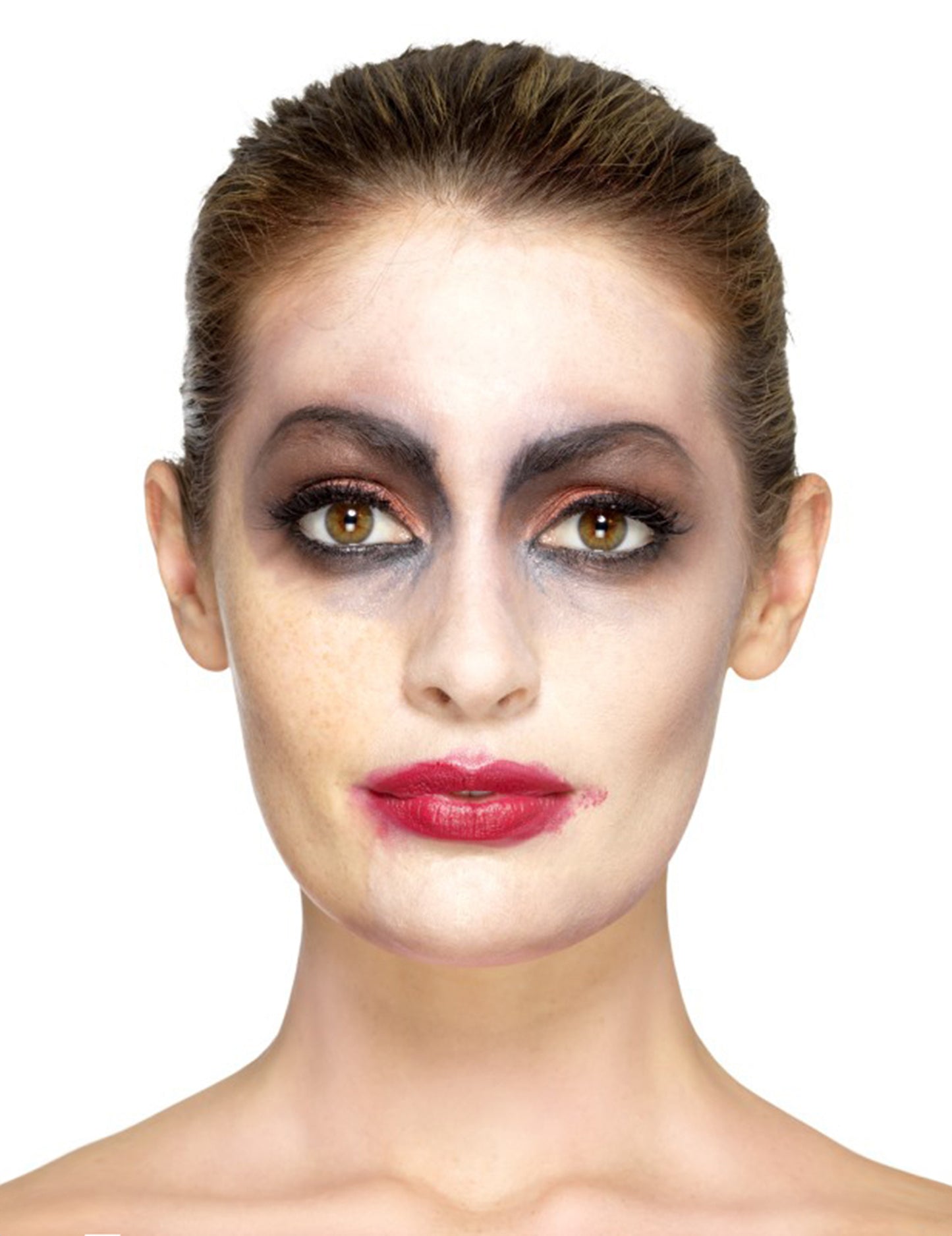 Primer ličnega ličenja z halloweensko lateksno protezo z rezi