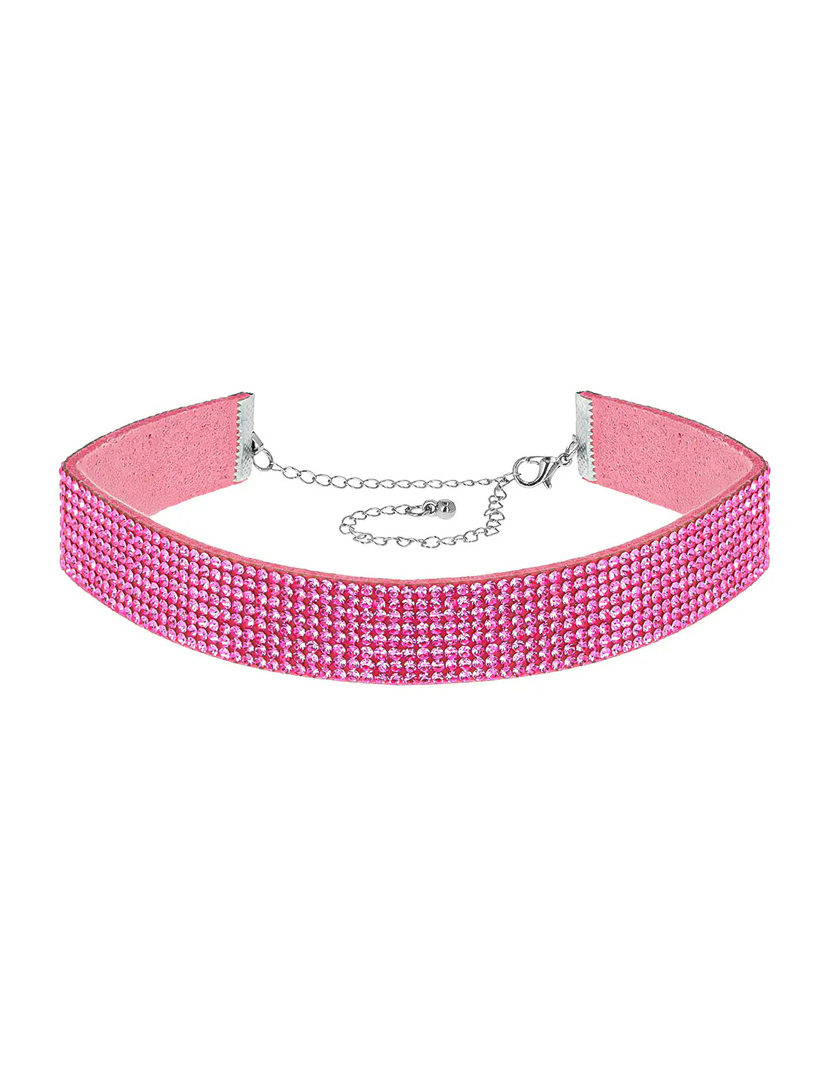 Rožnat choker s kamenčki za odrasle