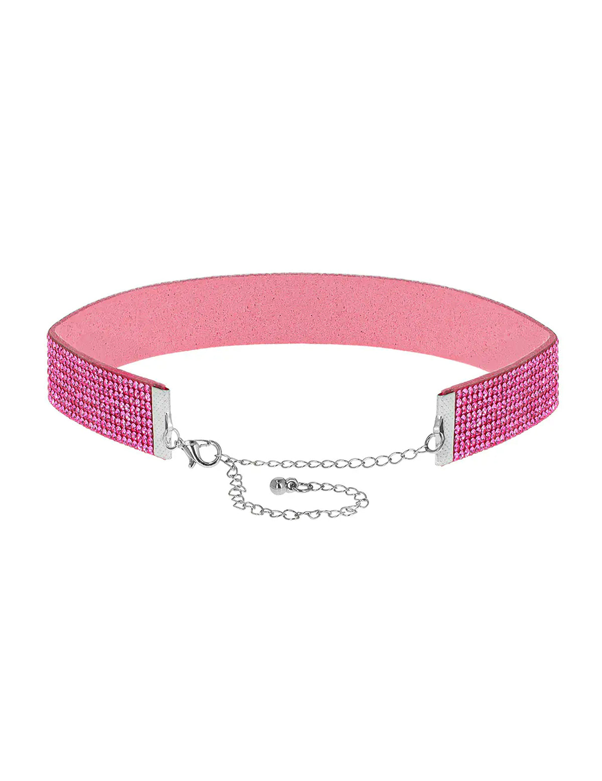 Rožnat choker s kamenčki za odrasle