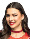 Rdeč choker s kamenčki za odrasle