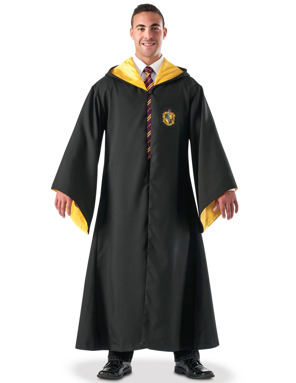 Réplique luxe robe de sorcier Poufsouffle pour adulte noire et jaune