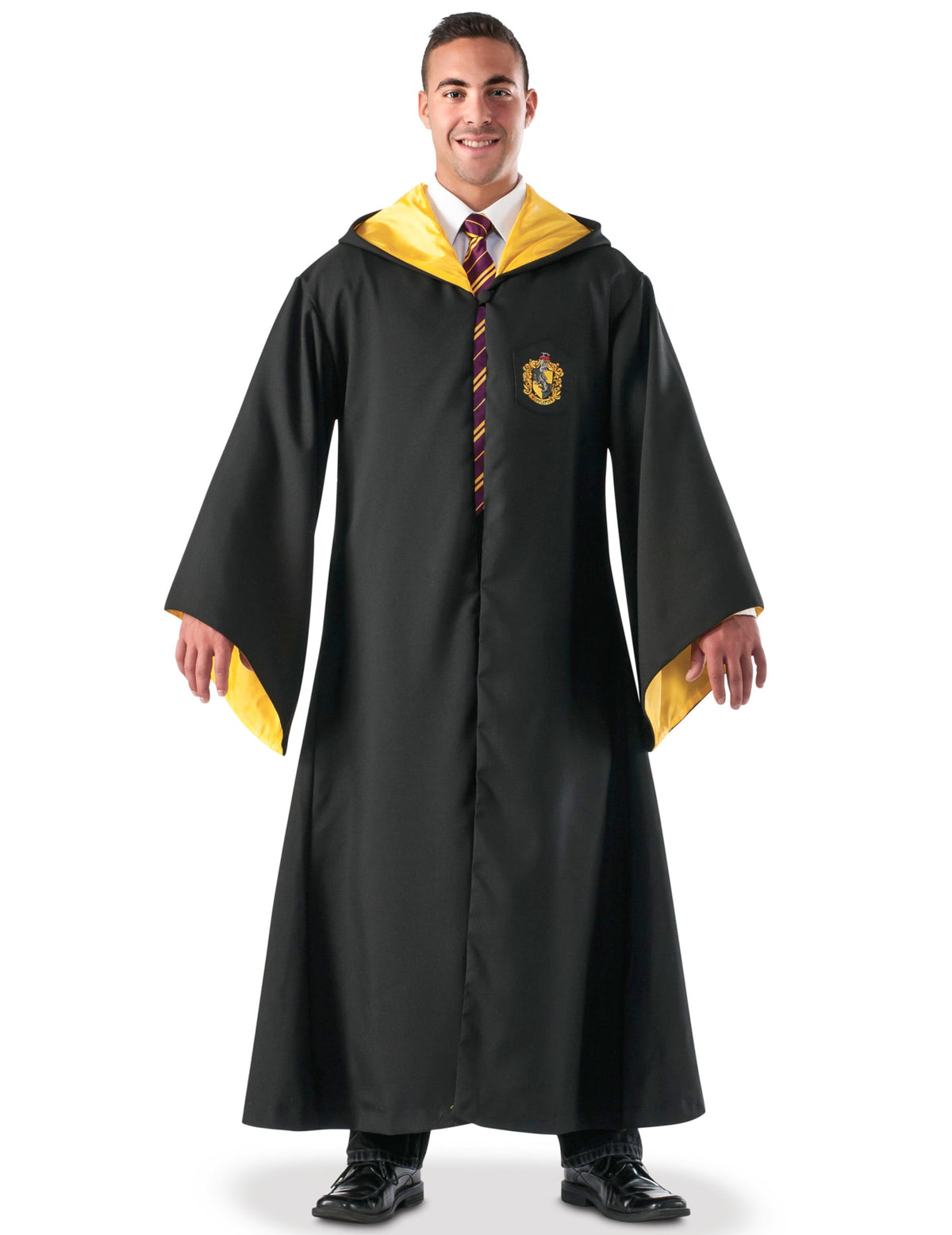 Réplique luxe robe de sorcier Poufsouffle pour adulte noire et jaune