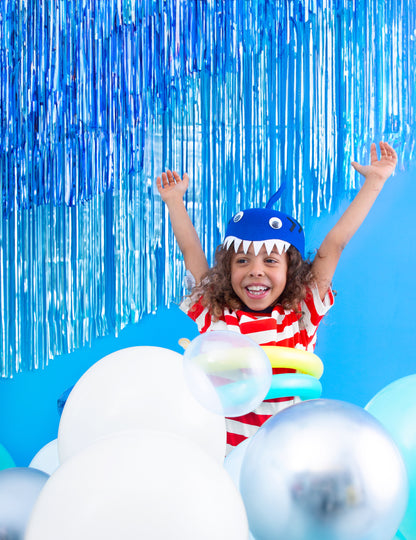 Arrière-plan de photobooth du rideau de fils métallisé pour fête bleu nuit