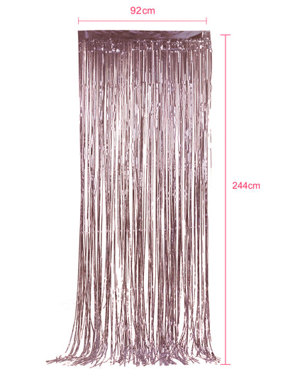 Dimensions du rideau scintillant à franges pour fête rose gold