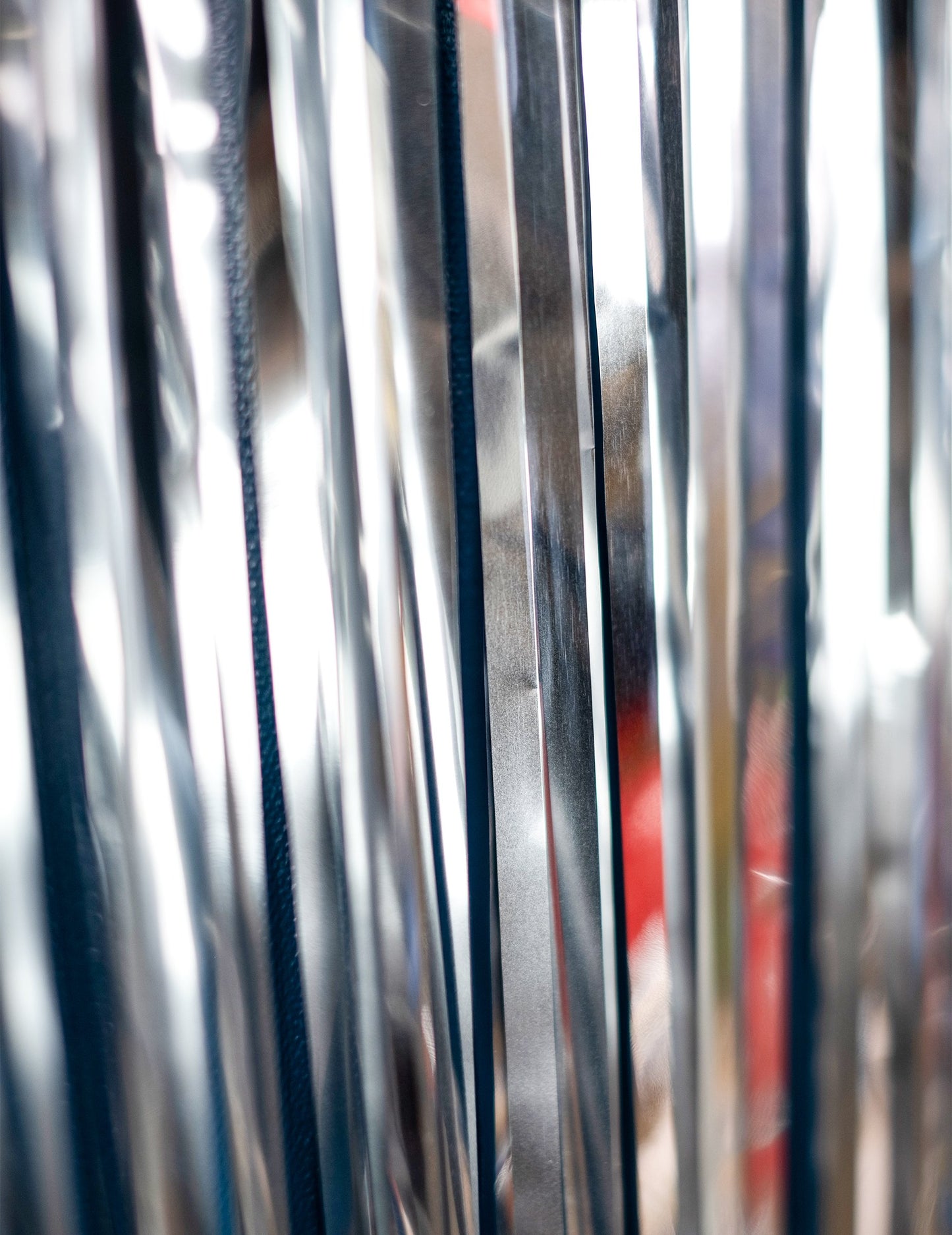 Podrobnosti o trakih svetleče zavesa za zabavo v srebrni barvi