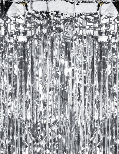 Pogled na rese svetleče zavesa za zabavo v srebrni barvi