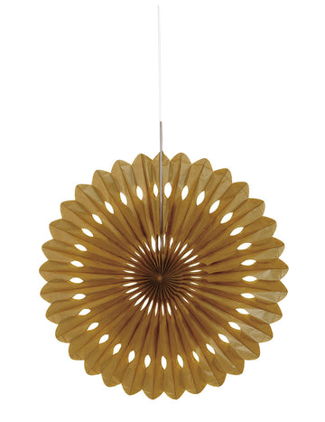 Zlata papirnata rozeta 40 cm, viseči dekorativni pahljač 