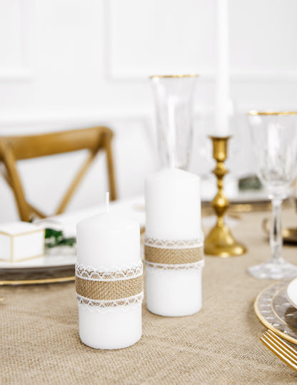 Trak v naravnem jutnem platnu in čipkaste meje 4 cm x 5 m