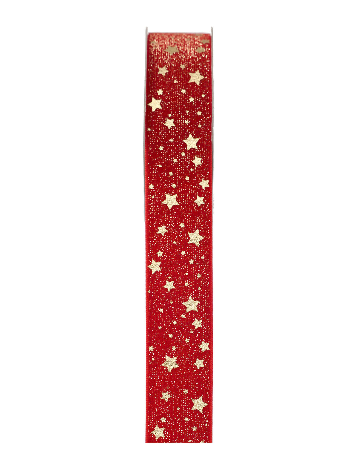 Ruban étoiles dorées rouge 2,5 cm x 3 m