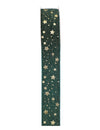 Ruban étoiles dorées vert sapin 2,5 cm x 3 m