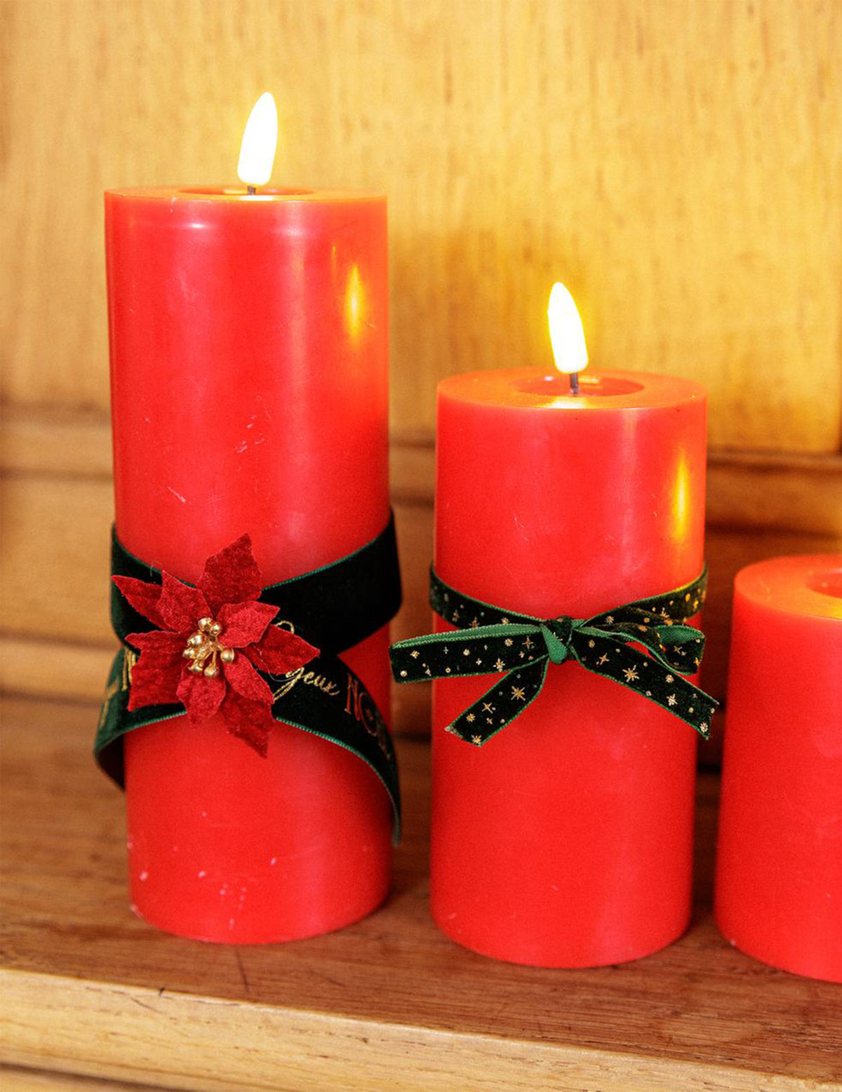 Ruban Joyeux Noël velours vert anglais et or 2,5 cm x 3 m