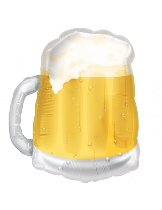 Ballon aluminium chope de bière pour fête jaune