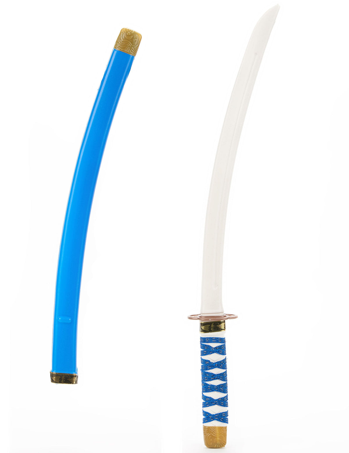 Sabre de ninja pour enfant bleu en plastique avec fourreau