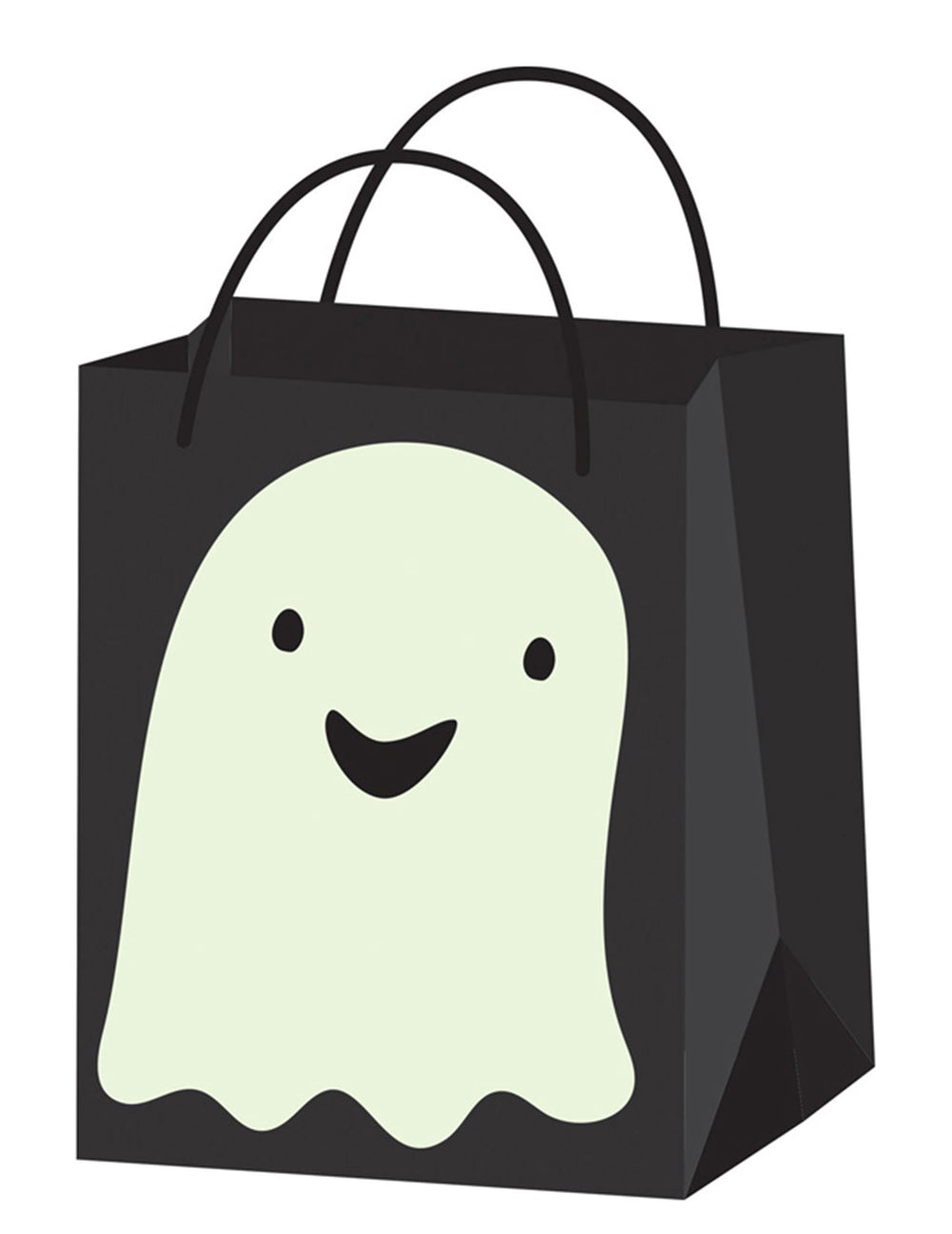 Sac à bonbons fantôme pour Halloween noir et blanc phosphorescent