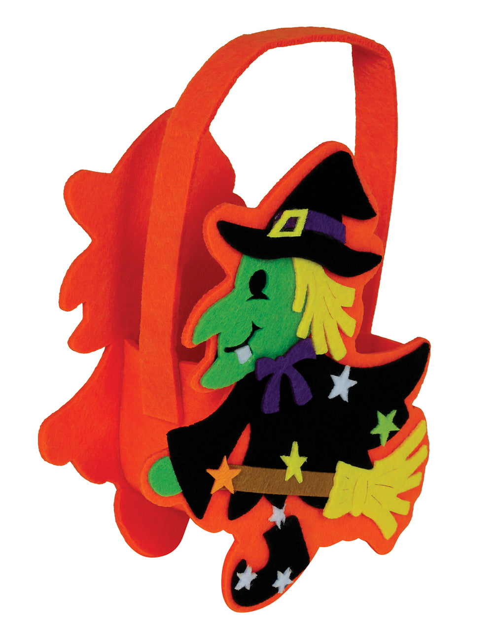 Sac à bonbons sorcière d'Halloween pour enfant orange en feutrine