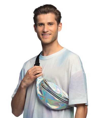 Srebrna holografska banana torba