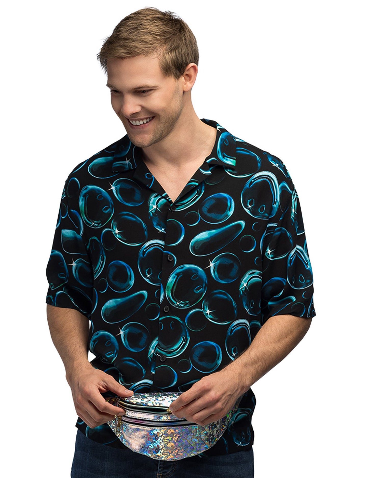 Srebrna holografska torbica za okoli pasu