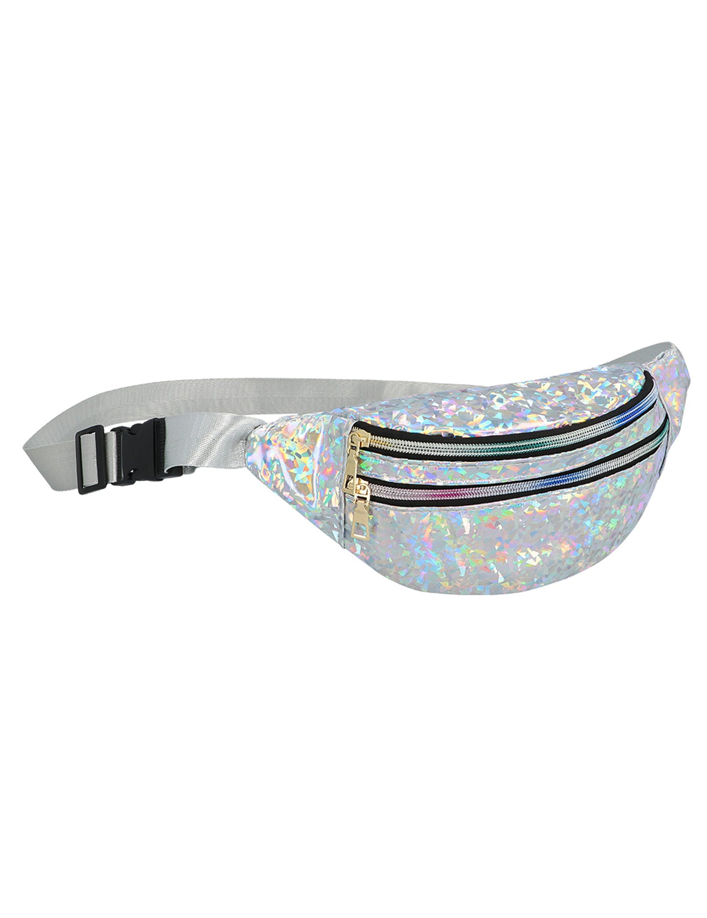 Srebrna holografska torbica za okoli pasu
