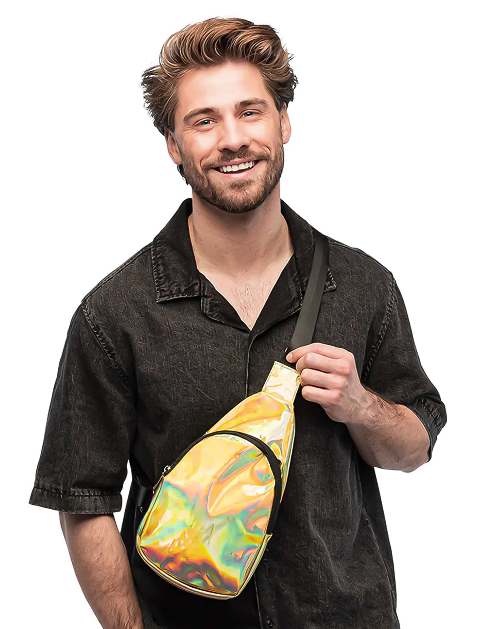 Sac bandoulière holographique pour adulte or