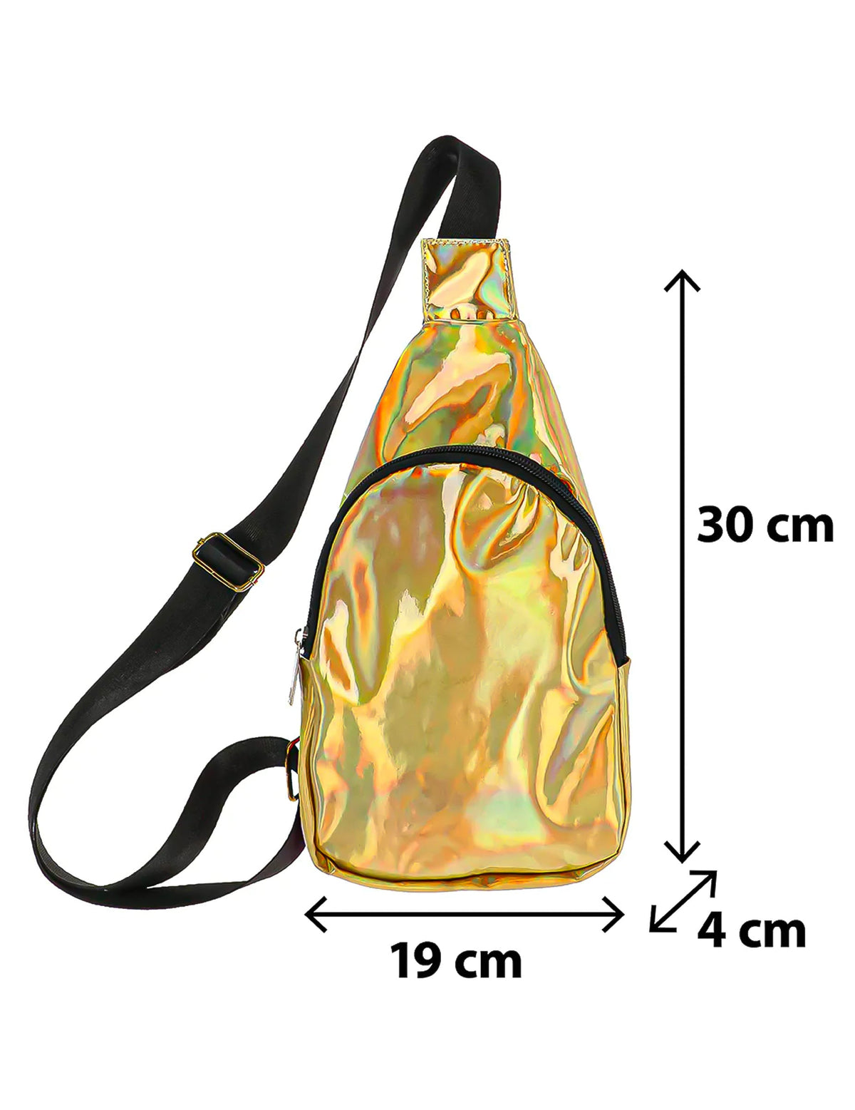 Dimensions du sac bandoulière holographique or