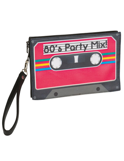 Sac cassette années 80 pour adulte rose et noir avec dragonne