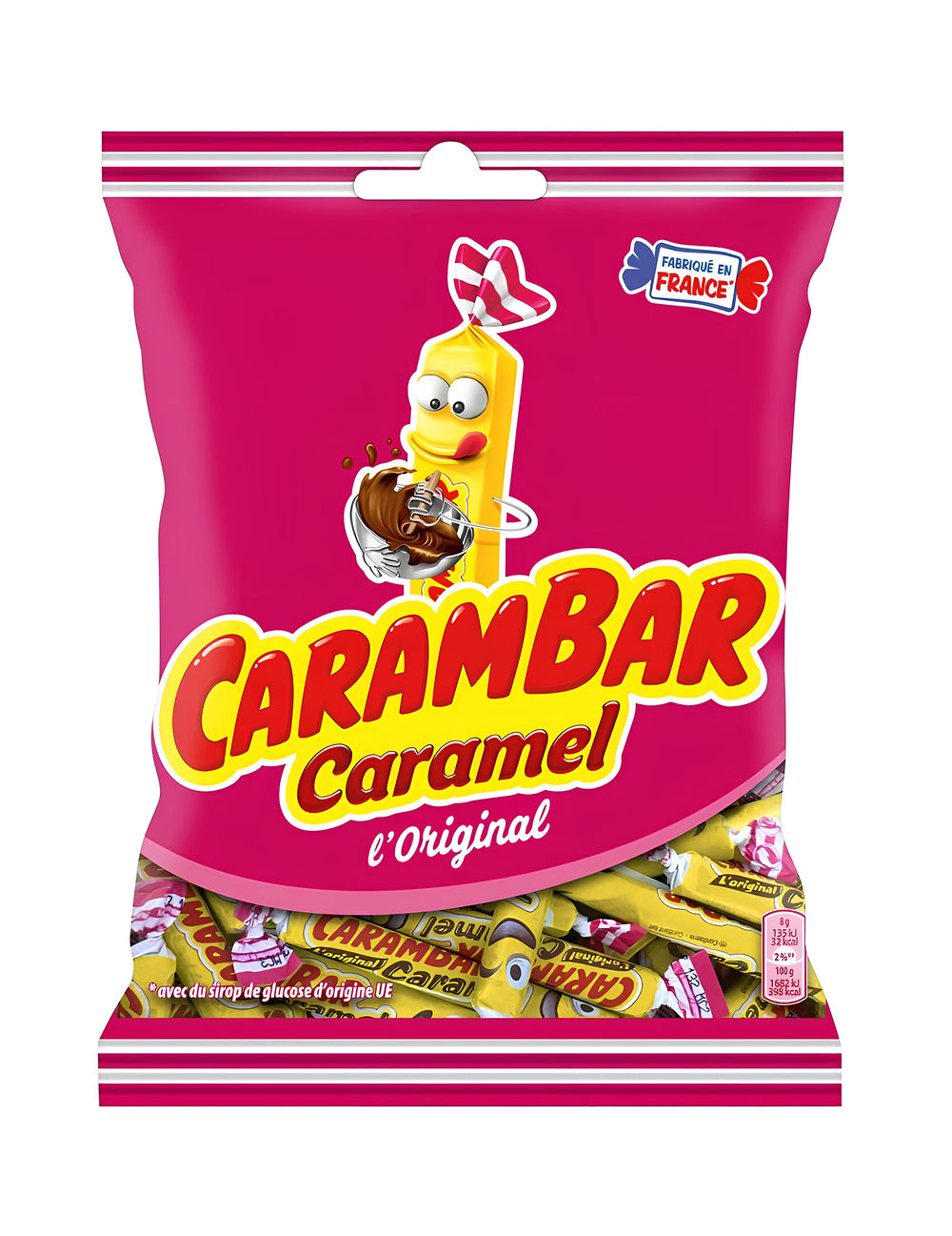 Sachet de bonbons Carambar caramel pour enfant et adulte rose et jaune