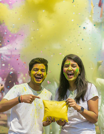 Vrečka praška 500 g z Holi učinkom v fluorescentno rumeni barvi 