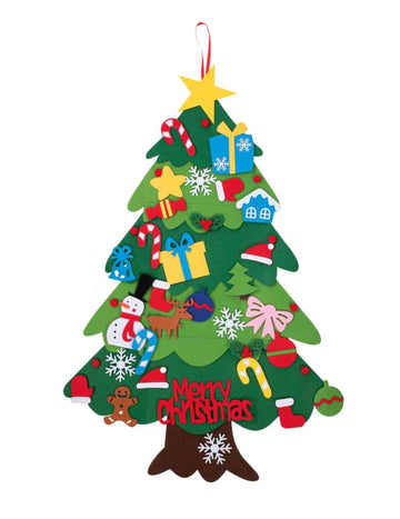 Božično drevo z okraski iz filca za obešanje, 67 x 100 cm